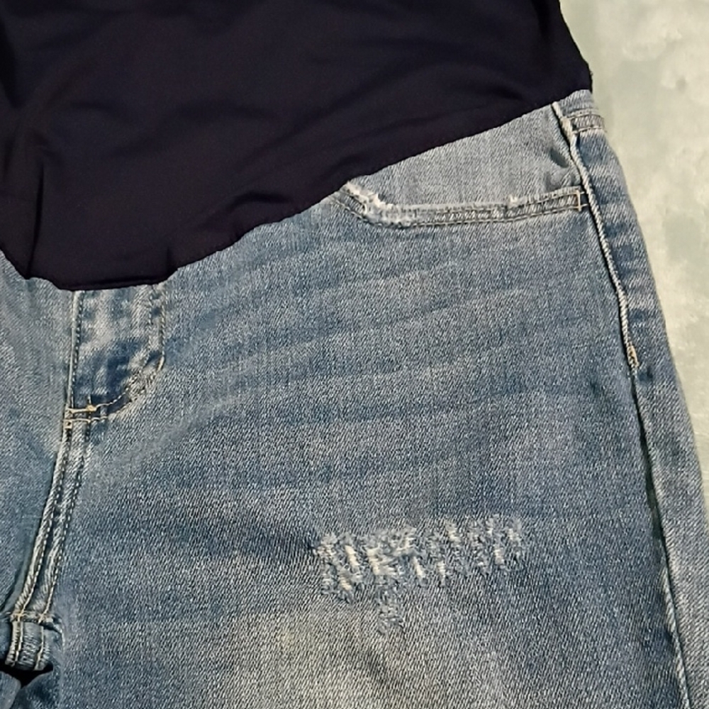 Pinkblush Light Blue Distressed Skinny Jeans Maternity Size 30 - Picture 8 of 10